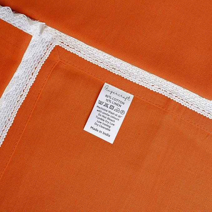 FINGERCRAFT Dinner Cloth Napkin Cotton Linen Blend 4 Pack Mitered Corners with Elegant Lace for Everyday Use Napkins are Pre Shrunk and Good Absorbency Rust Easter Color