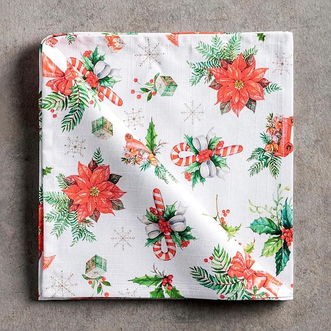 Maison d' Hermine Cloth Napkins Set of 4 100% Cotton for Thanksgiving Christmas Decorations Everyday Reusable Square Fall Napkins Cloth Washable Dinner Party (Chromo, 20"x20")