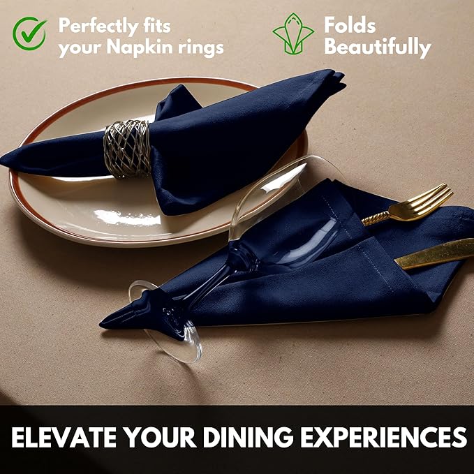 Cloth Napkin 17Inch x 17Inch, Washable & Reusable Napkins, Set of 4, Durable, Absorbent, Soft Linen Table Napkins for Fall, Parties, Holiday, Lunch, Dinner, Everyday Use, Navy Blue