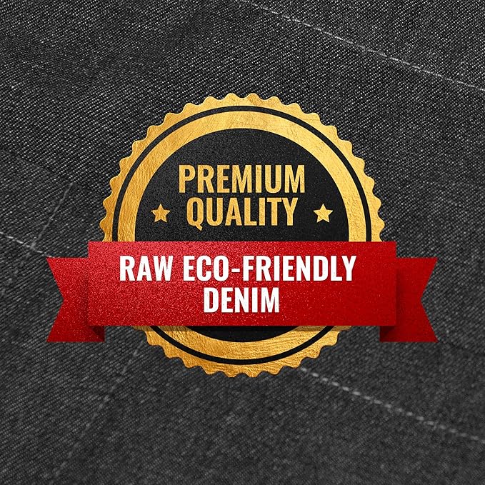 Under NY Sky Essential Black Denim Apron – Cross-Back with Leather Reinforcement – Adjustable for Men and Women – Pro Chef, Tattoo Artist, Baker, Barista, Bartender, Server Aprons