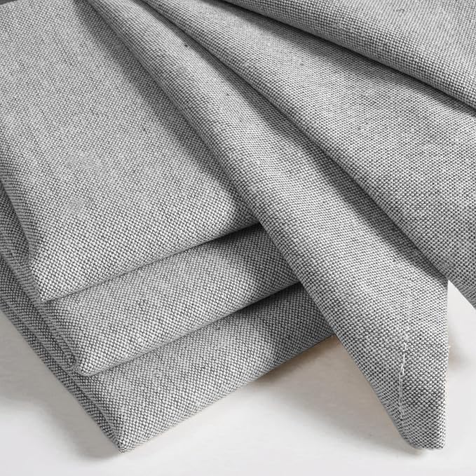 Native Fab Set of 12 Chambray Grey Cloth Napkins - 100% Cotton, 17x17 Inches, Soft, Absorbent, Reusable, Washable, Durable - Hotel Quality Table Dinner Napkins for Dining, Wedding, Everyday Use, Gray