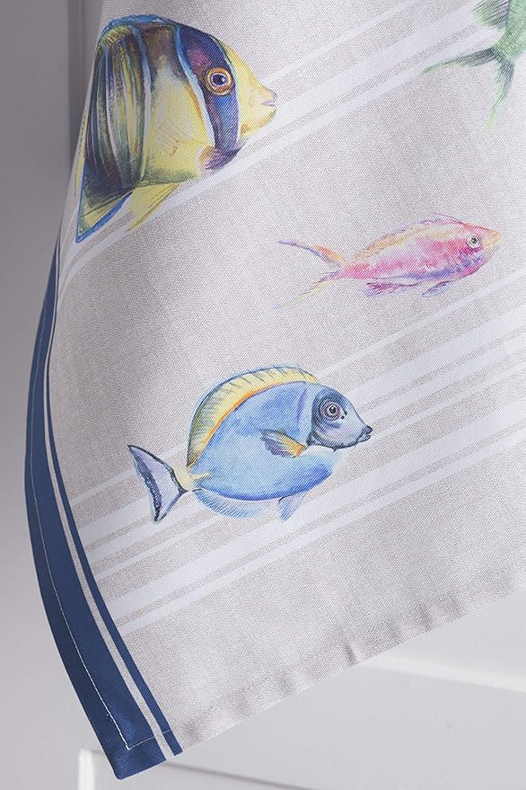 Maison d' Hermine Kitchen Towels Set of 3 100% Cotton 27.50" x 20" Reusable Cloth Tea Dish Towels Absorbent with Hanging Loop for Kitchen Gifts for Mothers Day Spring/Summer (Poisson)