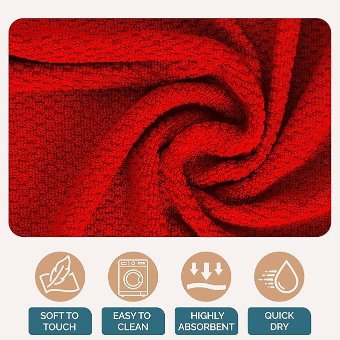 Casa Platino Dish Towels for Kitchen Drying Kitchen Towels – 8 Pc Durable Cotton Dish Towel Set – Designed for Vibrant Prep Routines and Seasonal Hosting – Red
