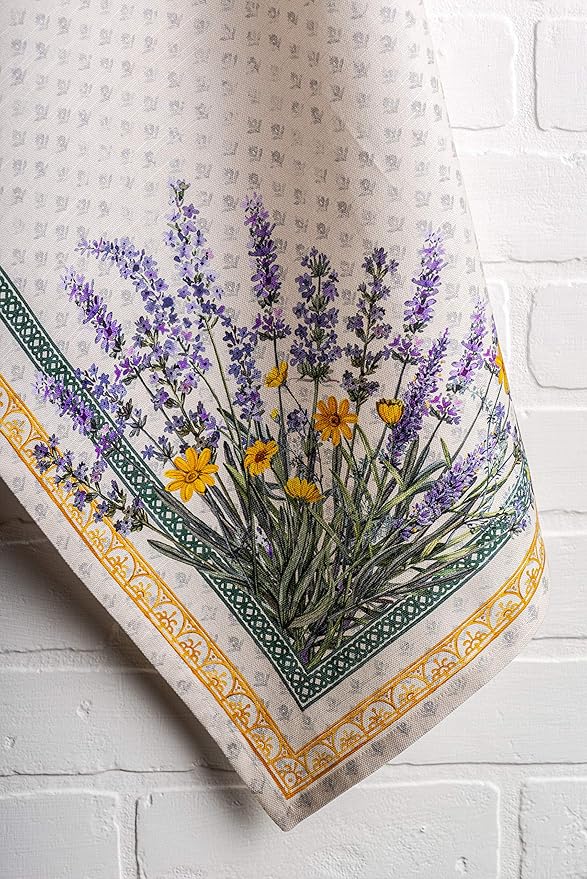 Maison d' Hermine Kitchen Towels Set of 3 100% Cotton 27.50" x 20" Reusable Cloth Tea Dish Towels Absorbent with Hanging Loop for Kitchen Gifts for Mothers Day Spring/Summer (Fanny Lavender)
