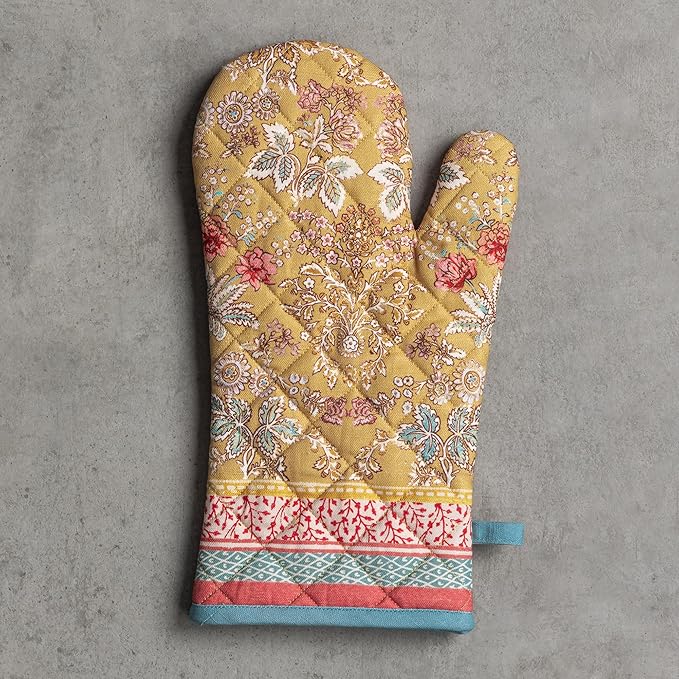 Maison d'Hermine Oven Gloves 100% Cotton Oven Mitt 7" x 13" with Loop Heat Resistant BBQ Cooking Gloves Baking Grilling Gifts for Mothers Day Spring/Summer (Pack of 1, Marquise)