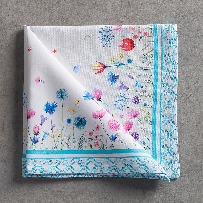 Maison d' Hermine Cloth Napkins Set of 4 100% Cotton Everyday Reusable Square Napkins Cloth Washable Dinner Wedding Restaurant Gifts for Mothers Day Spring/Summer (Flower in The Field, 20" x 20")