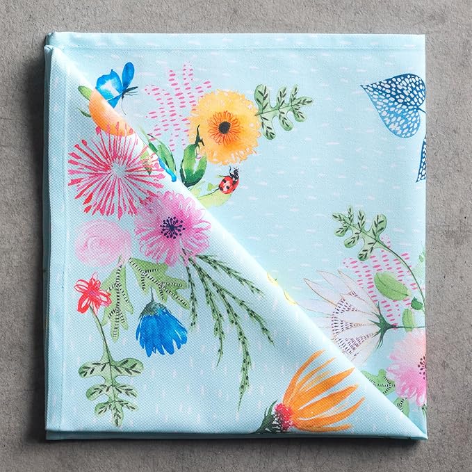 Maison d' Hermine Cloth Napkins Set of 4 100% Cotton Everyday Reusable Square Napkins Cloth Washable Dinner Wedding Restaurant Gifts for Mothers Day Spring/Summer (Jardin D'Ete - Mint, 20" x 20")