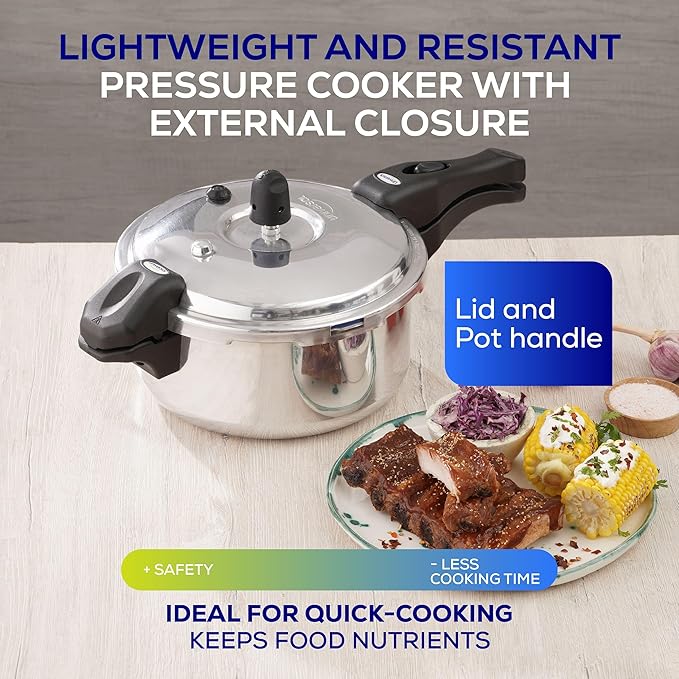 Universal (3.7 Quart / 3 Liter) Ultra Pressure Cooker, Pressure Pot with 6 Safety Systems, Aluminum Pressure Cooker for 4 Servings, Even Heat Distribution, Diameter 9.4 inches, Height 7 inches