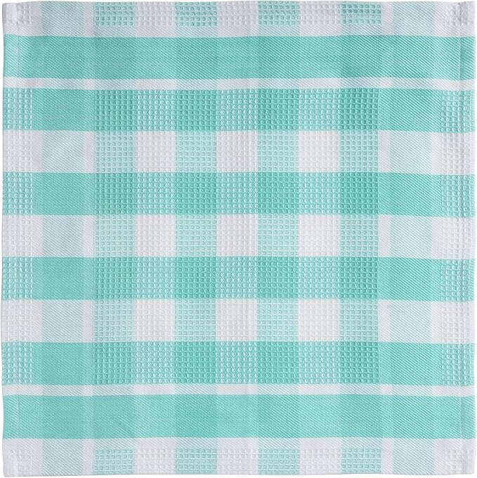 LANE LINEN Premium Cotton Kitchen Dish Towels - 6 Pack Soft Absorbent Dish Cloths, Multi Purpose Cleaning Cloths, 12"x12", Reusable Kitchen Rags - Aqua