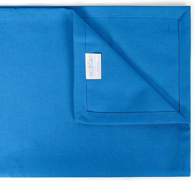 Blue Needles Solid Cloth Napkins Set of 12 Royal Blue 100% Cotton Dinner Napkins 18x18 inches - Soft, Reusable, Absorbent & Washable Linen, Ideal for Spring Summer Easter Events Parties & Everyday Use