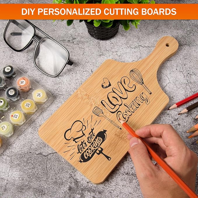 36 Pcs Thicken Bamboo Cutting Board Bulk 11x5 Inch Personalized Wood Chopping Board Customized Laser Engraving Serving Charcuterie Boards for Wedding Mother's Day Housewarming Present,0.39" Thick