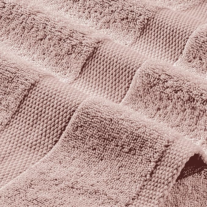 White Classic Pink Bath Towels 27x54 Inch, Cotton Towel Set for Bathroom, Hotel, Gym, Spa, Soft Extra Absorbent Quick Dry 4 Pack