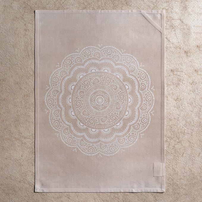 Maison d' Hermine Kitchen Towels Set of 3 100% Cotton 27.50" x 20" Reusable Cloth Tea Dish Towels Absorbent with Hanging Loop for Kitchen Gifts for Mothers Day Spring/Summer (Ibiza - Beige)