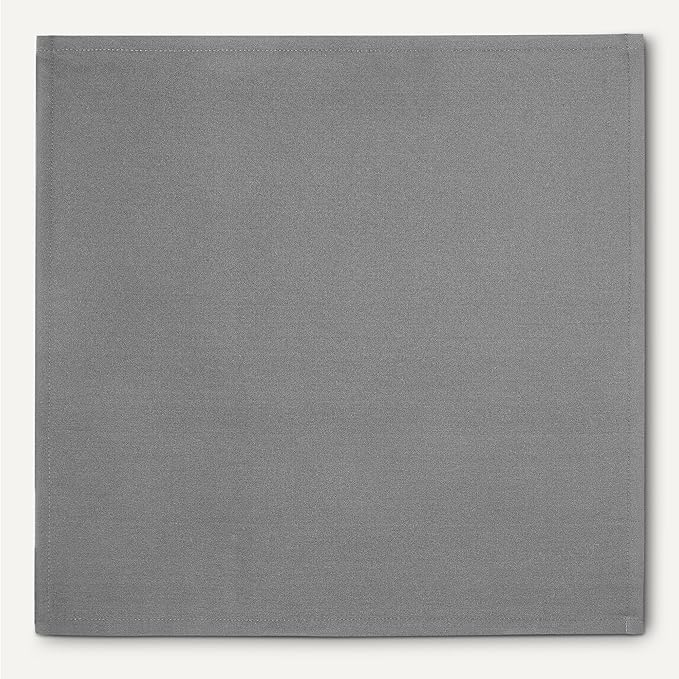 Amazon Basics Reusable Stain and Wrinkle Resistant Cloth Napkins, 17 x 17 inches, Grey, 12-Pack