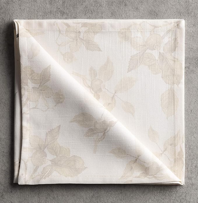 Maison d' Hermine Cloth Napkins Set of 4 100% Cotton for Thanksgiving Christmas Decorations Everyday Reusable Square Fall Napkins Cloth Washable Dinner Party (Equinoxe - Beige, 20"x20")