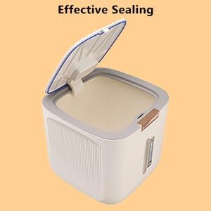 Pssopp 22.lb Rice Storage Container, Food Storage Container with Lid and Measuring Cup Moistureproof Cereal Grain Storage Box for Beans Grain Flour and Pet Food (Light Gray)