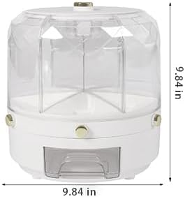 360° Rotatable Cereal Grain Dispenser Storage Box Kitchen Rice Container