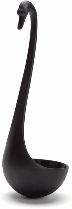 OTOTO Swanky Swan Soup Ladle - Heat Resistant Soup Ladles - Cute Kitchen Accessories, Unique Kitchen Gifts, Fun Cooking Gadgets, Cute gifts (Black)