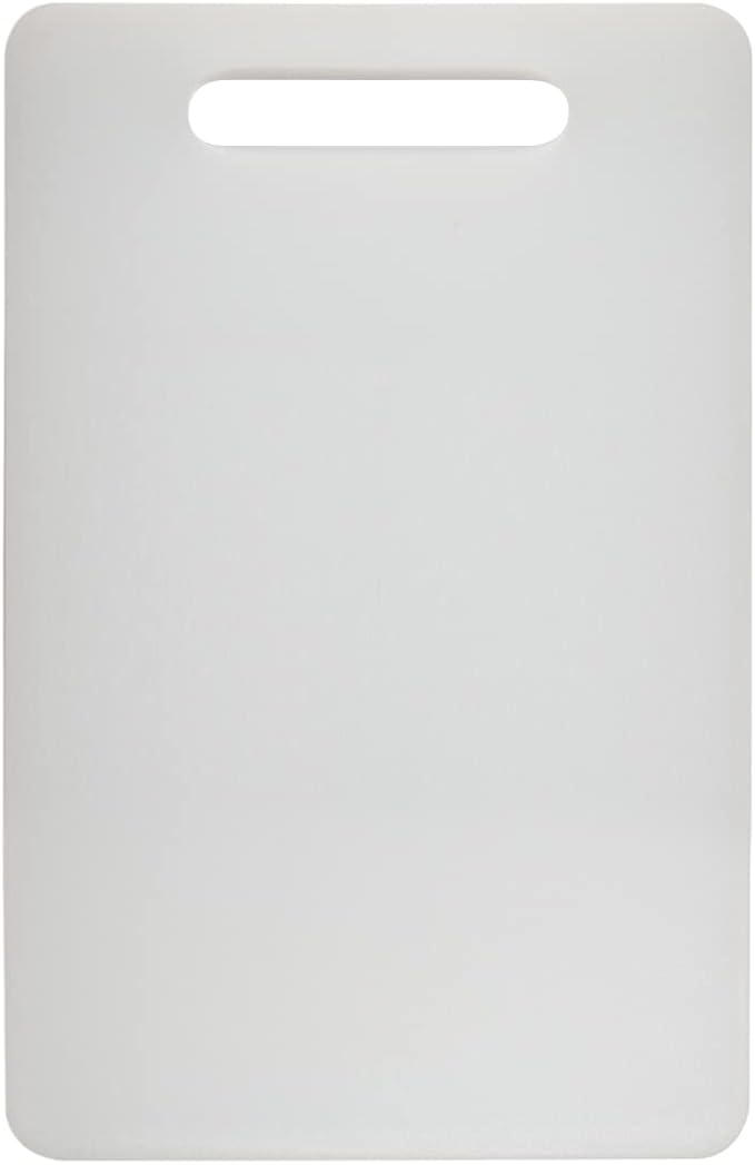 Fotouzy Plastic Utility Cutting Board with Handles, Food Safe PP Material, Dishwasher Safe, Thick Chopping Board, Large Size, Easy Grip Handle, for Kitchen (White)