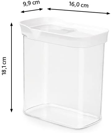 Emsa N11421 Optima Pouring Container 1.6 Litres Rectangular Sliding Lid Ideal for Portioning 100% Safe/Hygienic/Harmless Fresh Seal BPA Free/Transparent Design