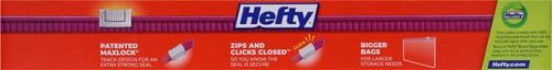 Hefty Slider Jumbo Storage Bags, 2.5 Gallon Size, 12 Count (Pack of 2)