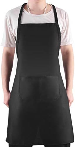 15 PCS Black Bulk Aprons for Women Men Unisex Adult with 2 Pockets, Chef Kitchen Server Grill Restaurant Cooking Baking Painting Bib Apron (Black-24 x28)