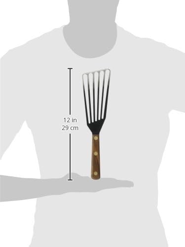 Lamson Metal Spatula Slotted Turner - 3' x 6" Stainless Flipper with Walnut Handle, Right-Hand - Chef's Frying Fish Turner, Metal Grilling Spatula