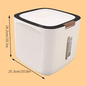 Pssopp 22.lb Rice Storage Container, Food Storage Container with Lid and Measuring Cup Moistureproof Cereal Grain Storage Box for Beans Grain Flour and Pet Food (Light Gray)
