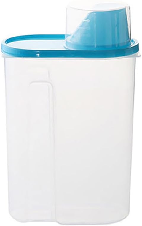SHOWERORO Airtight Food Storage Container with Pour Spout and Measuring Cup Clear Plastic Cereal Keeper for Rice Grains Oatmeal Sugar Nuts Beans 8.26X6.29X3.14 Inches