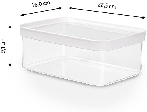 Emsa N11422 Optima Dry Storage Container, 2 Litres, Rectangular, 100% Safe, Hygienic, Safe and Space-Efficient, Fresh Seal, BPA-Free, Transparent Design, 2.0 L