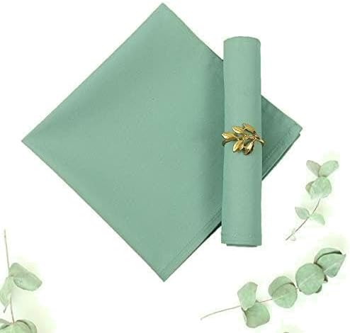 Sage Green Cloth Napkins Set of 12, 100% Cotton,Thick 220 GSM Dinner Napkins,Reusable, Absorbent & Structured, 18x18 Inch for Everyday Use, Weddings & Holiday Table Setting (Sage)