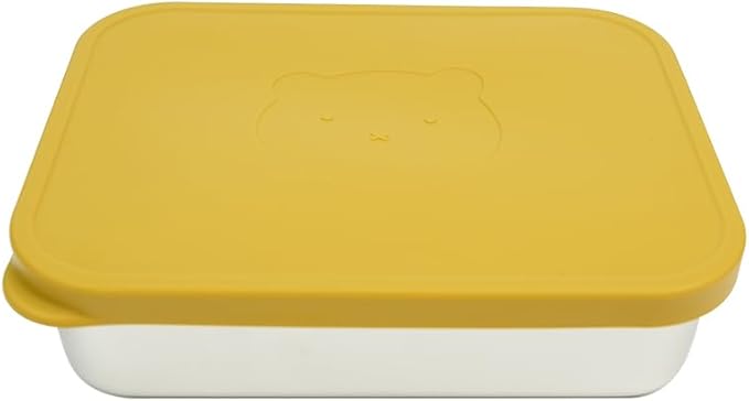 Stainless Steel Bento Box for Kids Adults, Toddler Lunch Box Containers with Silicone Lid,Removable 3 Compartment Design,Leakproof Snack Container, BPA Free, Dishwasher Safe-(1200ml,Yellow)