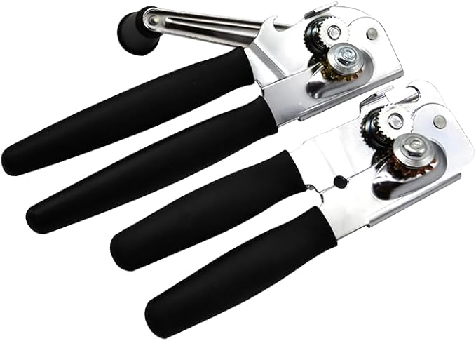 1 Pack Commercial Grade Heavy Duty Manual Can Opener with Easy Crank Folding Handle, Super Thick 20GA 2.0mm Steel with Chrome Plate Finish, Fit All Size Large Cans