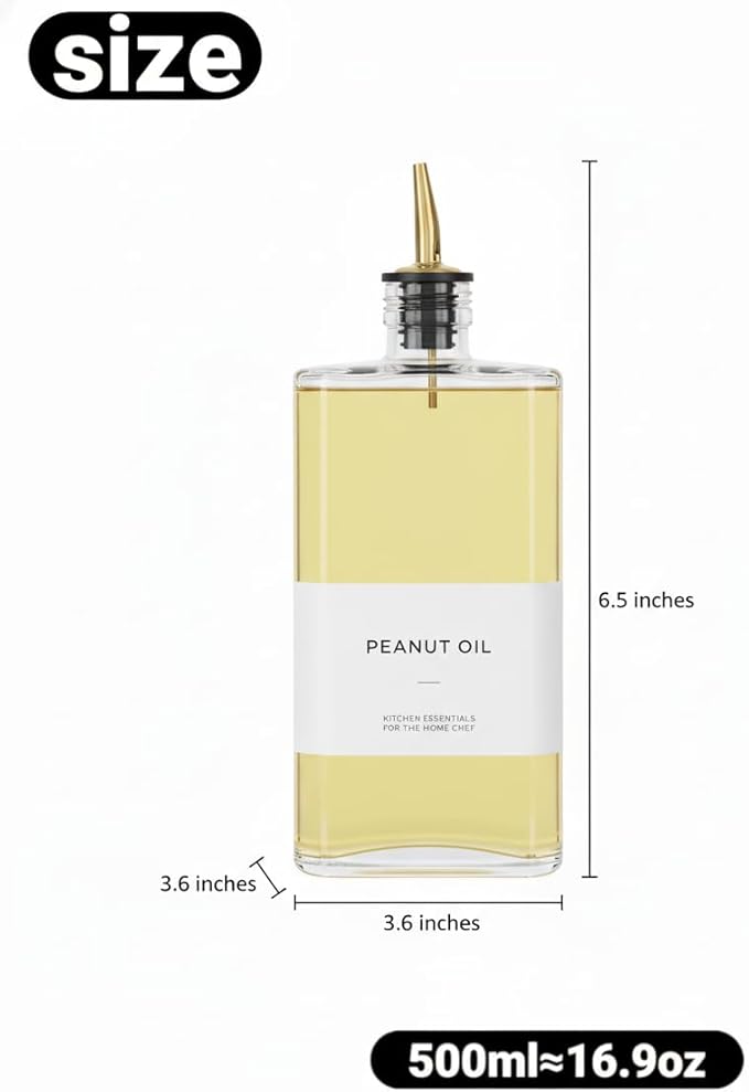 2pk gold oil dispensers: oils, soy, vinegar, syrup. Gold glass preserves, fits kitchens, countertop-ready. Stainless steel pourers: mess-free, versatile, space-saving.