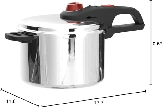 T-fal P2614634 Secure Aluminum Initiatives 12-PSI Pressure Cooker Cookware, 6-Quart, Siver
