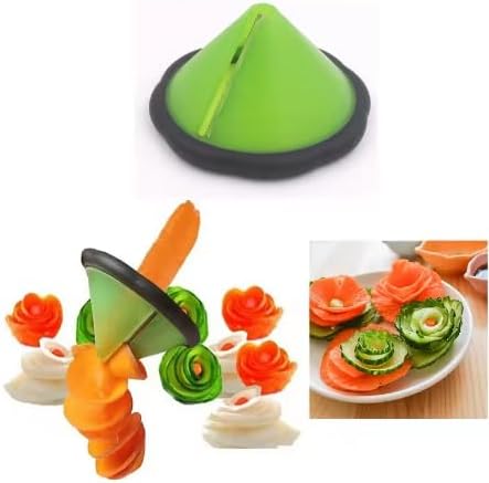Decorative Spiral Floral Vegetable Peeler, Stainless Steel Kitchen Tool for Carrots and Cucumbers, Fruits and Vegetables, Green, Shacutery Board Kitchen Essential
