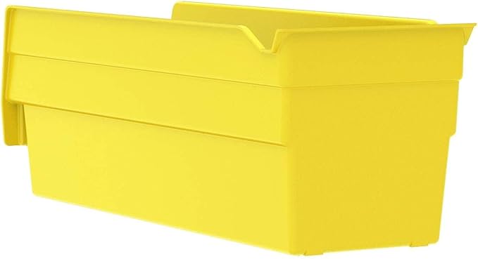 Akro-Mils 30120 Plastic Shelf Bins, Heavy Duty Storage Bins for Garage, Closet, and Drawer Organization, 12" x 4" x 4", Yellow, 24-Pack