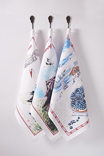 Maison d' Hermine Kitchen Towels Set of 3 100% Cotton 27.50" x 20" Reusable Cloth Tea Dish Towels Absorbent with Hanging Loop for Kitchen Gifts for Mothers Day Spring/Summer (Mulhouse)