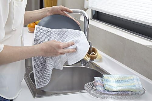 Full Circle Tidy 100% Organic Cotton Dish Cloths 3 Pack - Absorbent, Reusable, Kitchen Towels, Eco-Friendly, Machine Washable - Gray