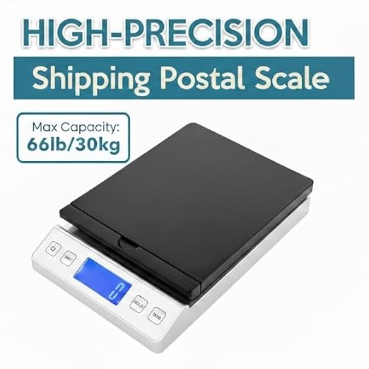 Smart Weigh Digital Postal Shipping Scale, 66 lb Capacity, 0.3 oz Readability, Hold & Tare Function, High-Accuracy Scale, Includes Batteries & USB-C