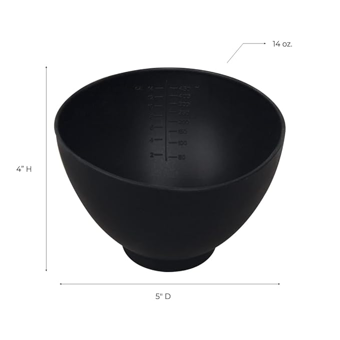 ForPro Professional Collection Silicone Mixing Bowl, Black, Flexible, Odorless, for Mixing Facials, Massage, Body & Other Products, 14 oz