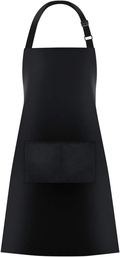 Jubatus 1 Pack Bib Aprons with 2 Pockets Cooking Chef Kitchen Apron for Women Men, Black