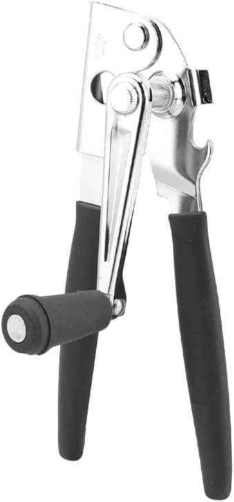 1 Pack Commercial Grade Heavy Duty Manual Can Opener with Easy Crank Folding Handle, Super Thick 20GA 2.0mm Steel with Chrome Plate Finish, Fit All Size Large Cans