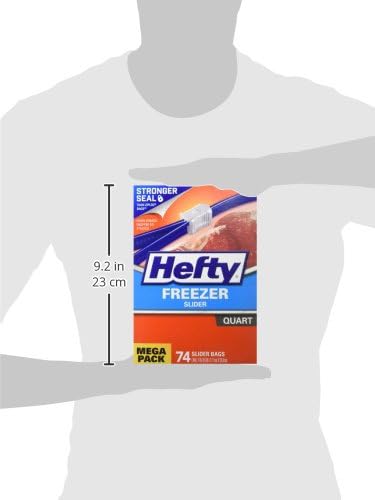 Hefty Slider Freezer Kitchen Storage Bags, Quart Size, 74 Count (Pack of 4)