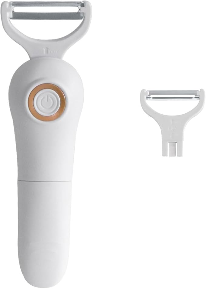 2-in-1 Electric Peeler | Auto Blade for Fruits/Vegetables | 2 Interchangeable Blades | 2*AAA | Kitchen, Travel, Camping
