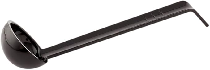 Restaurantware 1 Ounce Serving Ladle 1 Hook Handle Portion Ladle - Dishwasher-Safe Reusable Black Plastic Gravy Ladle For Stirring Pouring And Serving
