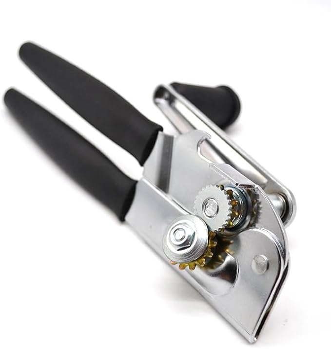 1 Pack Commercial Grade Heavy Duty Manual Can Opener with Easy Crank Folding Handle, Super Thick 20GA 2.0mm Steel with Chrome Plate Finish, Fit All Size Large Cans