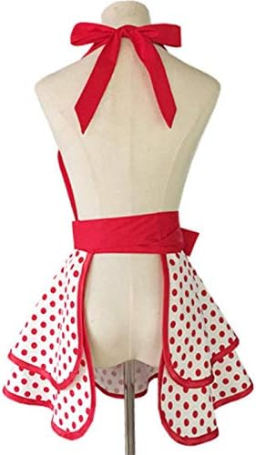 Hyzrz Lovely Handmade Cotton Retro Aprons for Women Girls Cake Kitchen Cook Apron for Mother's Gift (Red Dot)