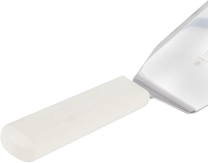 Dexter Russell S285-3 Sani-Safe 16433 Hamburger Turner, 4" x 3" Heavy-Duty Solid Stainless Steel Beveled Offset Blade, Grill Spatula with Textured Polypropylene White Handle, NSF Certified, USA Made