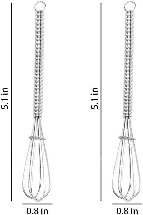 Stainless Steel Mini Whisk Set of 2, Small Wire Hand Whisks, Kitchen Cookware for Cooking, Whisking, Blending, Beating, 5/7/8/10 inch